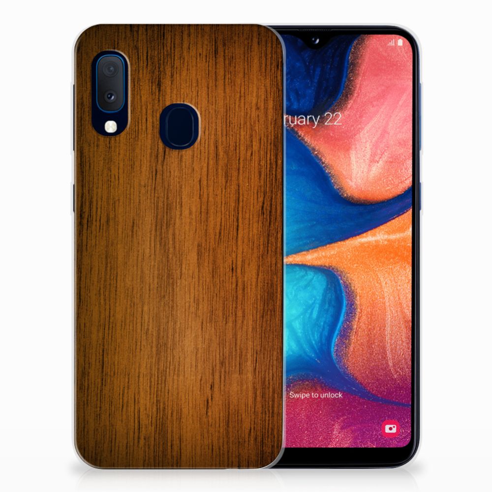 Samsung Galaxy A20e Bumper Hoesje Donker Hout