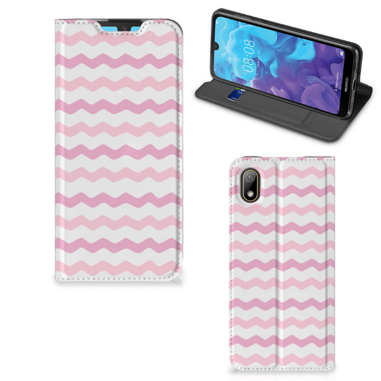 Huawei Y5 (2019) Hoesje met Magneet Waves Roze - B2C Telecom