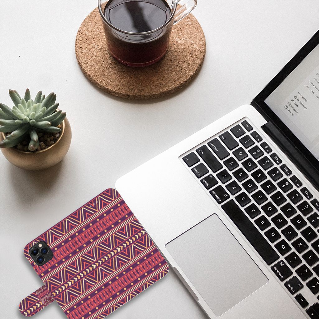 Apple iPhone 11 Pro Telefoon Hoesje Aztec Paars