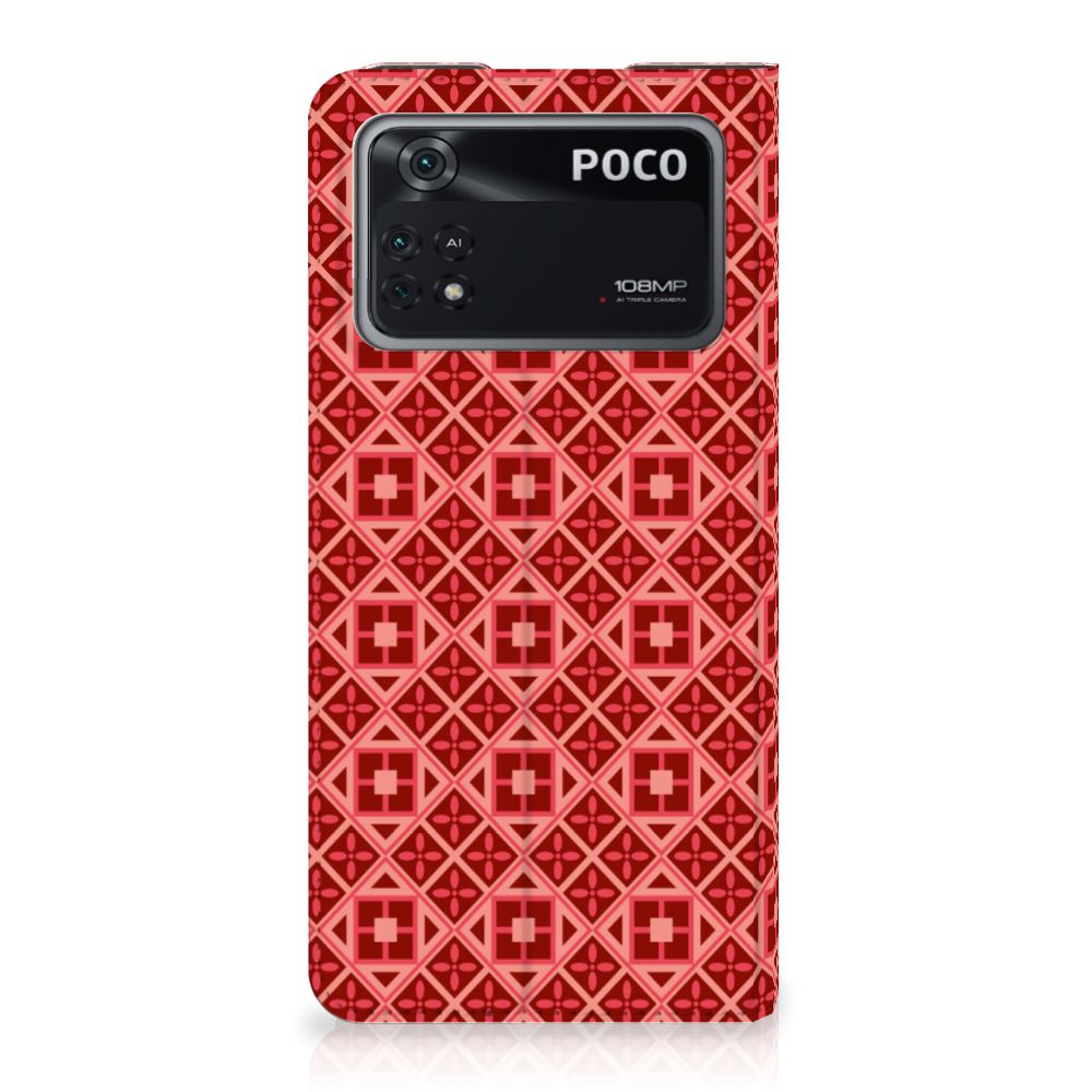 Poco X4 Pro 5G Hoesje met Magneet Batik Rood - B2C Telecom