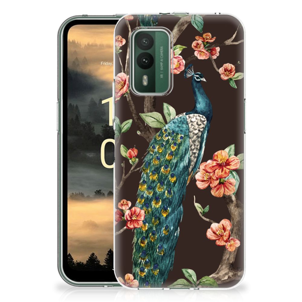 Nokia XR21 TPU Hoesje Pauw met Bloemen