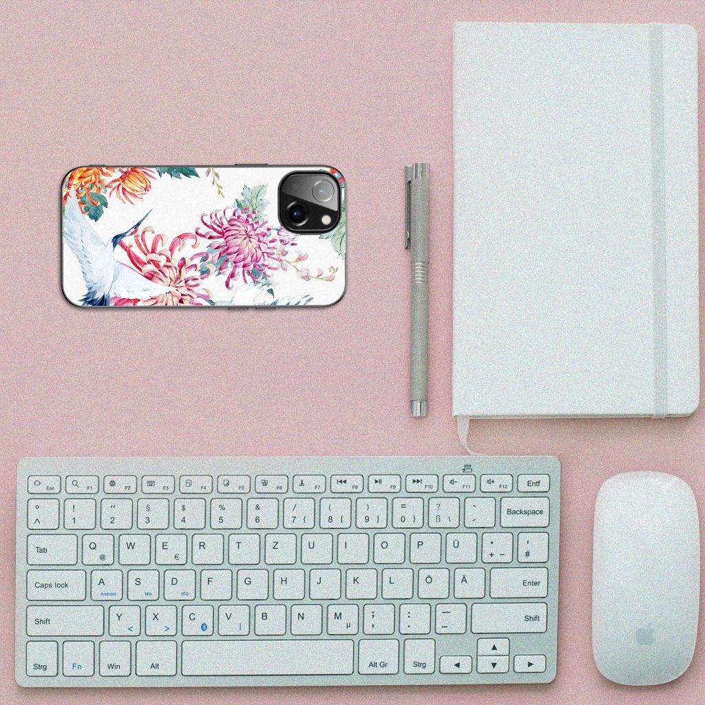 Apple iPhone 13 Dierenprint Telefoonhoesje Bird Flowers B2C Telecom