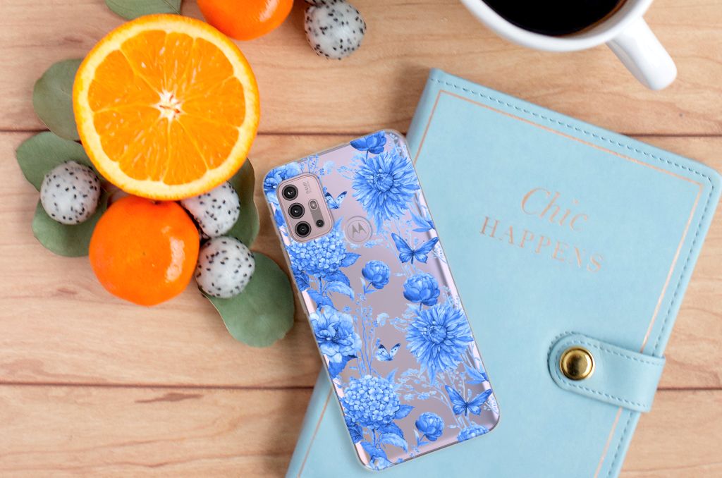 TPU Case voor Motorola Moto G30 | G10 Flowers Blue