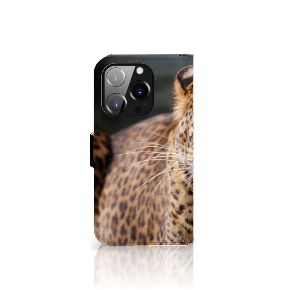 iPhone 14 Pro Telefoonhoesje met Pasjes Luipaard