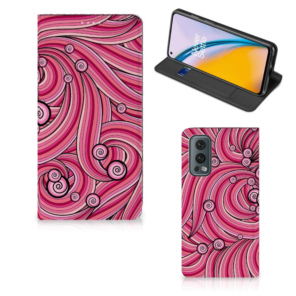 OnePlus Nord 2 5G Bookcase Swirl Pink