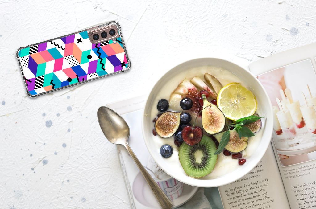Samsung Galaxy S21 Plus Shockproof Case Blokken Kleurrijk B2C Telecom