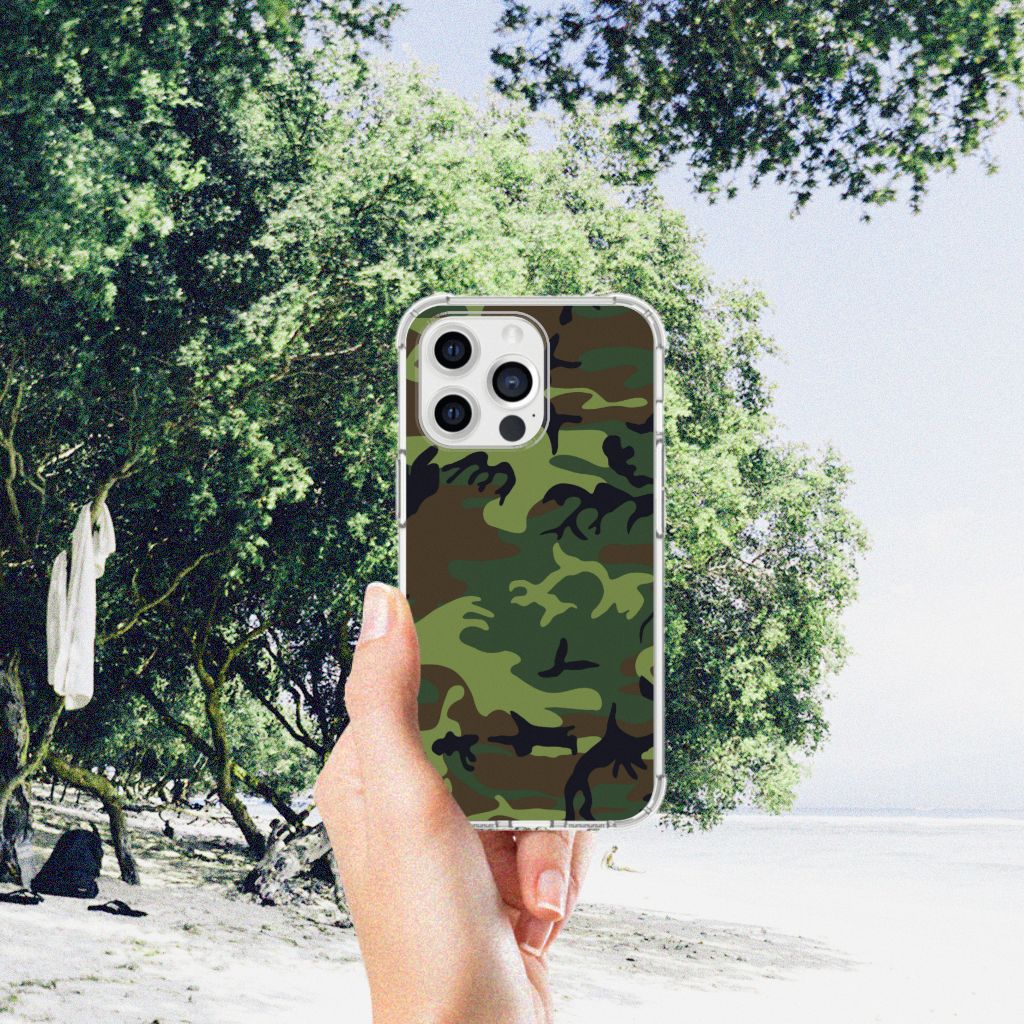 iPhone 13 Pro Max Doorzichtige Silicone Hoesje Army Dark - B2C Telecom