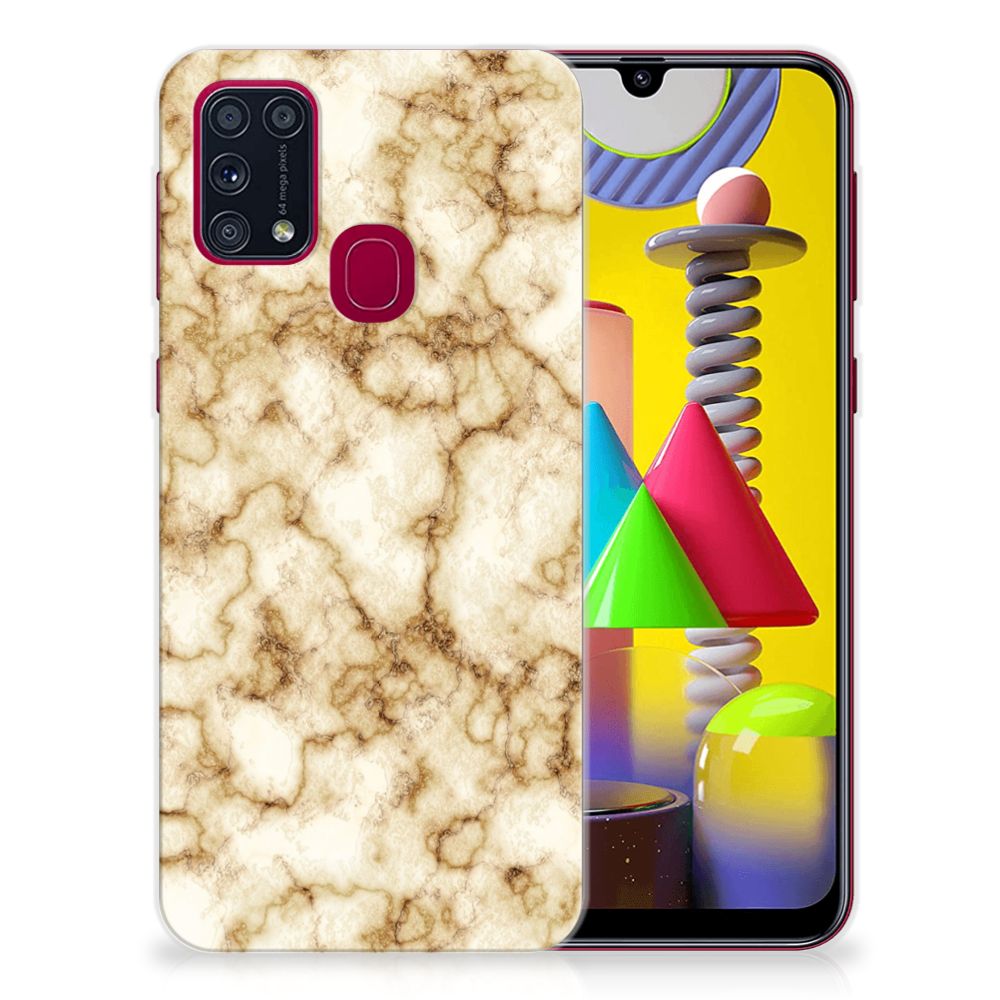 Samsung Galaxy M31 TPU Siliconen Hoesje Marmer Goud B2C Telecom