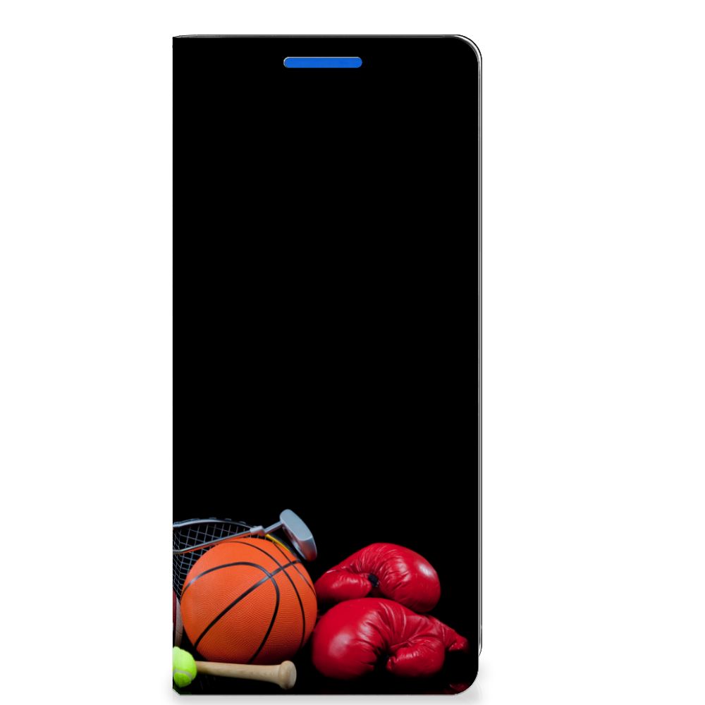 OPPO Reno 6 Pro Plus 5G Hippe Standcase Sports design with basketball, boxing gloves, and sports equipment.