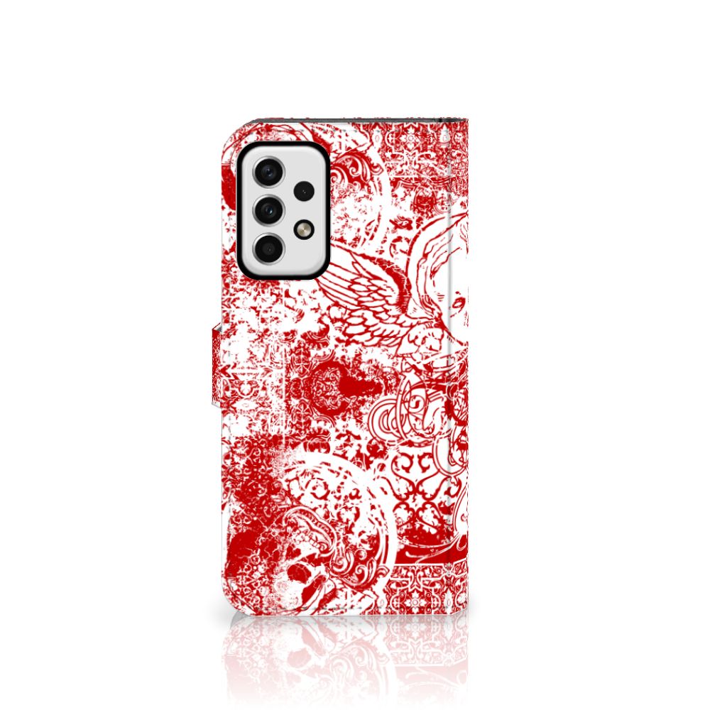 Telefoonhoesje met Naam Samsung Galaxy A23 Angel Skull Rood