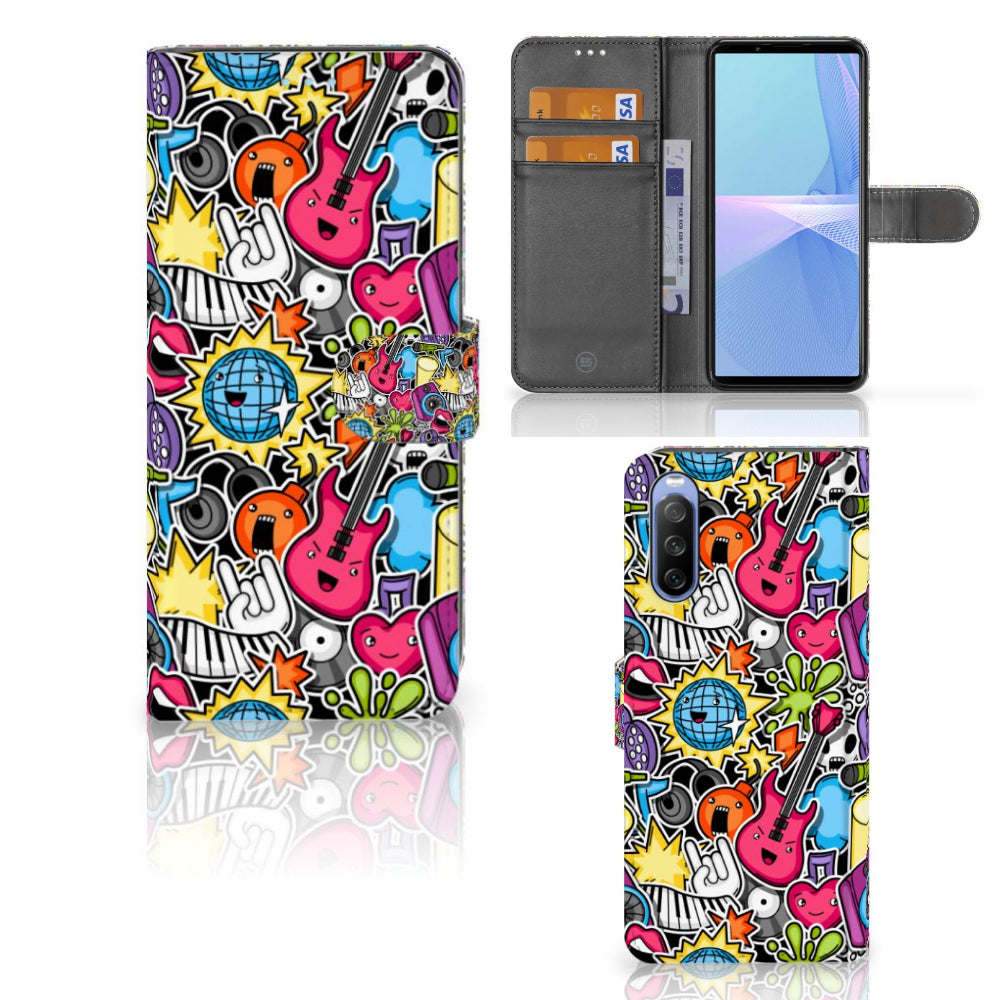 Sony Xperia 10 III Wallet Case met Pasjes Punk Rock