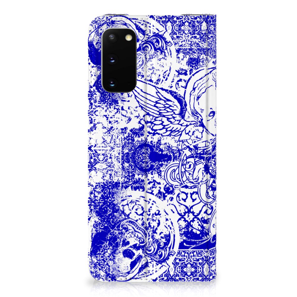 Mobiel BookCase Samsung Galaxy S20 Angel Skull Blauw - B2C Telecom