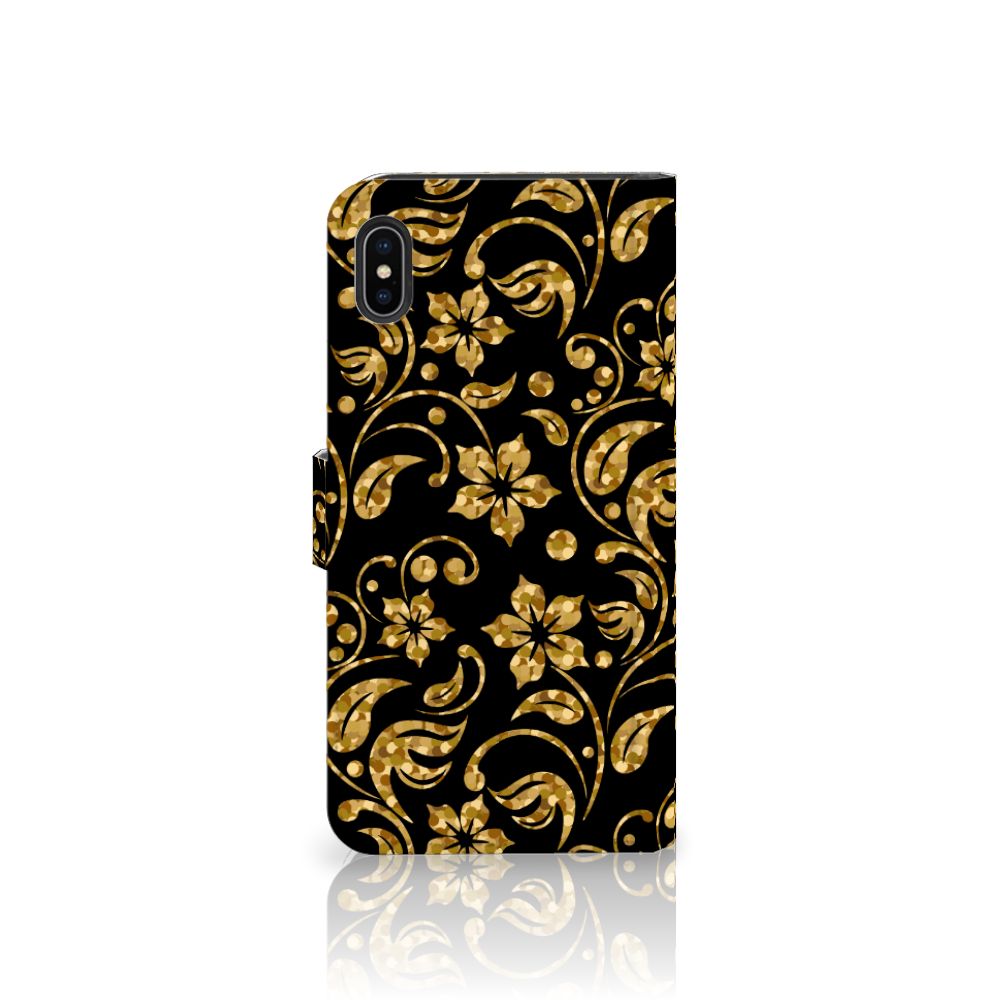 Apple iPhone Xs Max Hoesje Gouden Bloemen