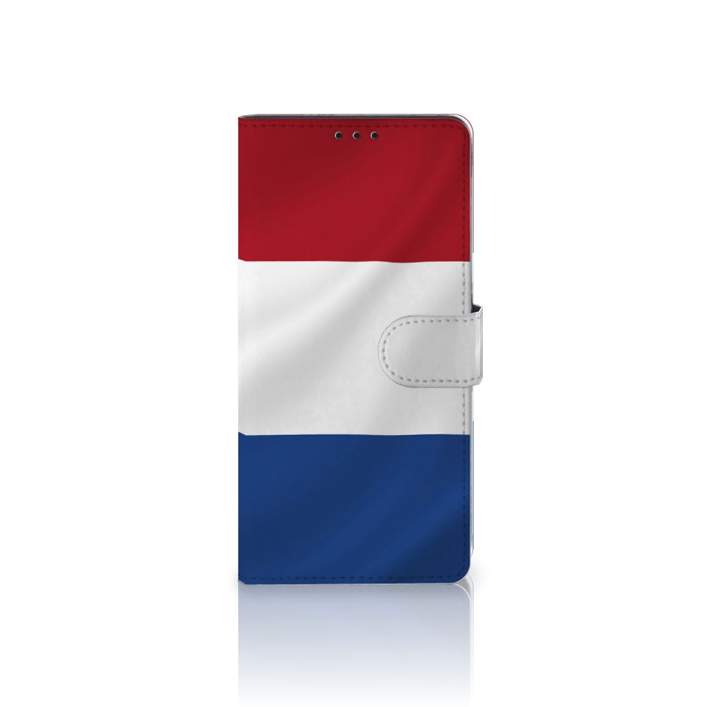 Alcatel 1S (2021) Bookstyle Case Nederlandse Vlag met een artistiek ontwerp van de vlag van Nederland.