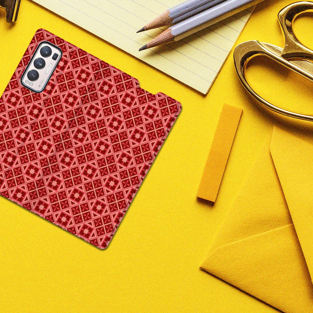 OPPO Find X3 Neo Hoesje met Magneet Batik Rood - B2C Telecom