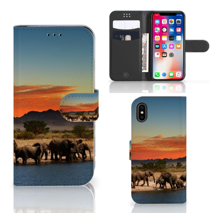 Apple iPhone X | Xs Telefoonhoesje met Pasjes Olifanten