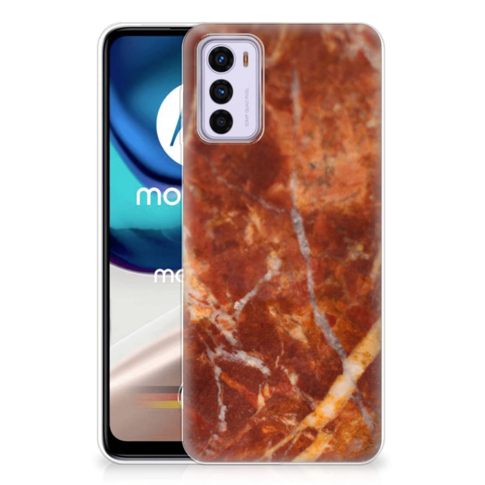 Motorola Moto G42 TPU Siliconen Hoesje Marmer Bruin B2C Telecom