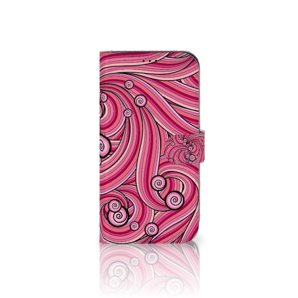 iPhone 13 Pro Max Hoesje Swirl Pink met prachtig roze en zwarte golven 🎨