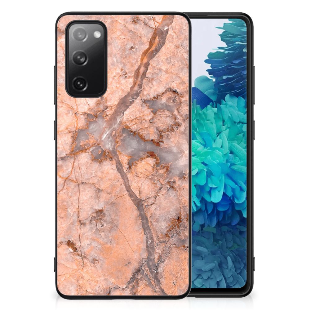 Samsung Galaxy S20 FE Marmeren Print Telefoonhoesje Marmer Oranje B2C Telecom