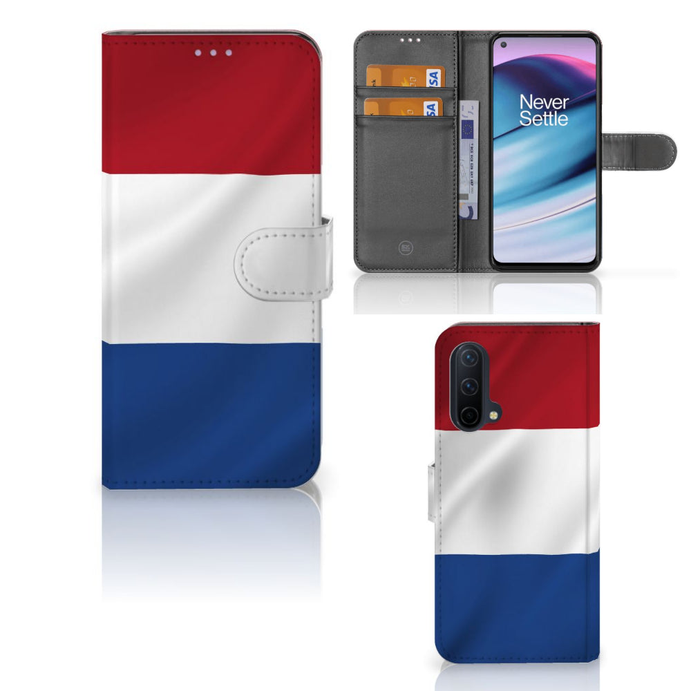 OnePlus Nord CE 5G Bookstyle Case Nederlandse Vlag met pasjes en artistiek ontwerp