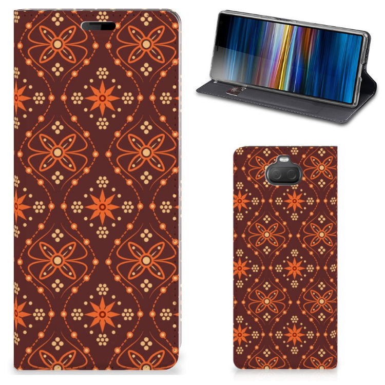 Sony Xperia 10 Hoesje met Magneet Batik Brown