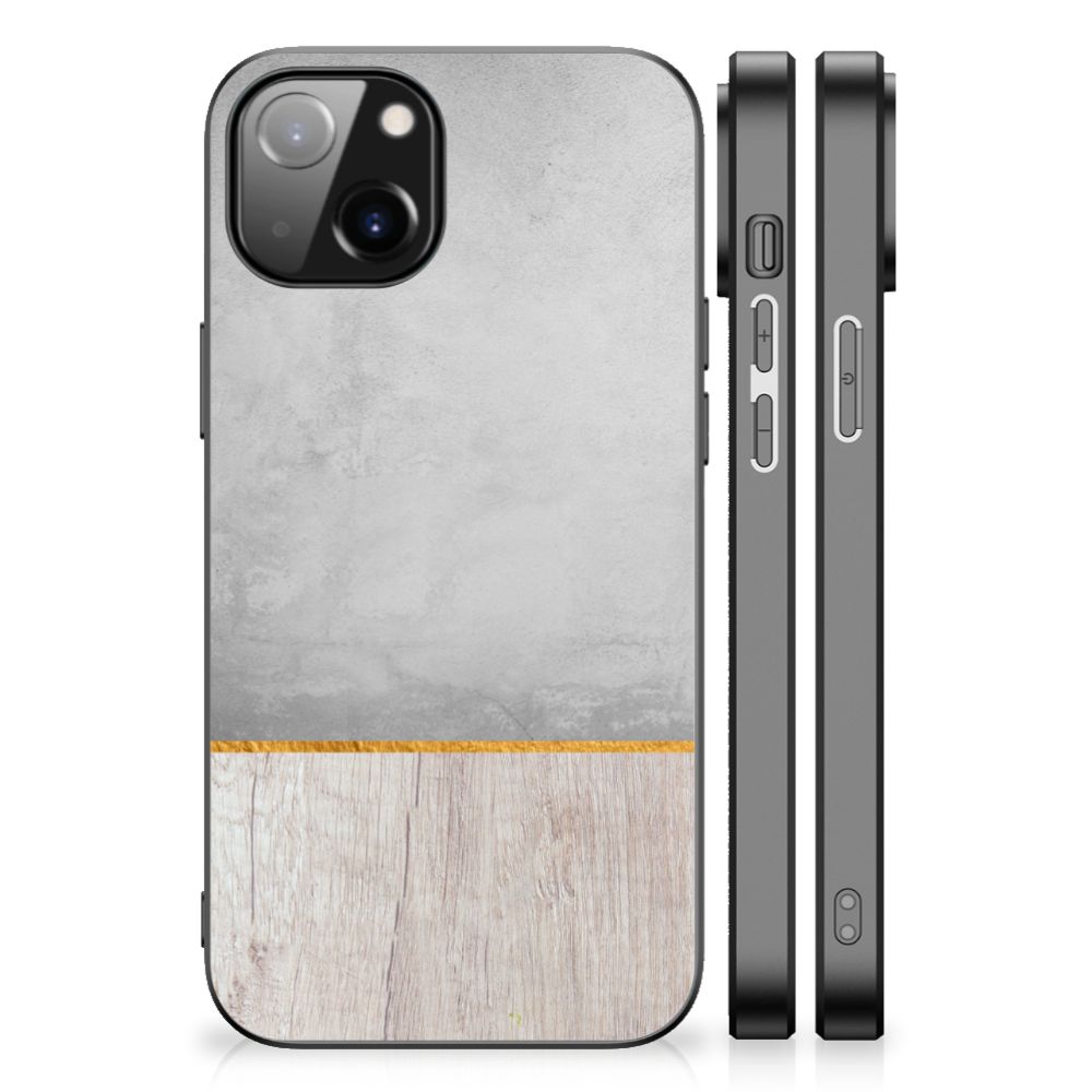 Apple iPhone 13 | iPhone 14 Houten Print Telefoonhoesje Wood Concrete