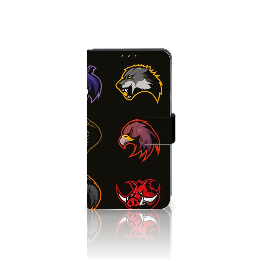 Xiaomi Mi Mix 2s Leuk Hoesje Cartoon met kleurrijke dierenprint op zwart achtergrond.