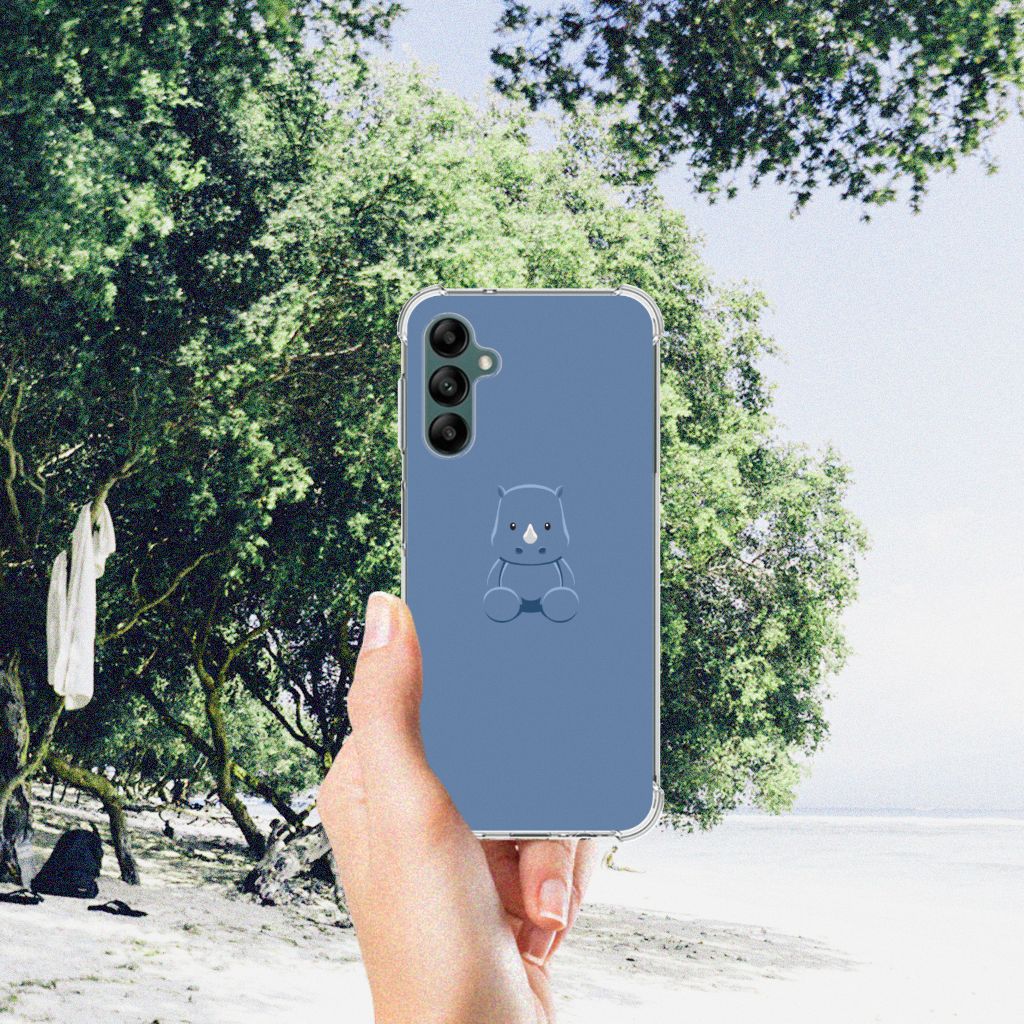 Samsung Galaxy A14 5G/4G Stevig Bumper Hoesje Baby Rhino met schattig ontwerp in de natuur.