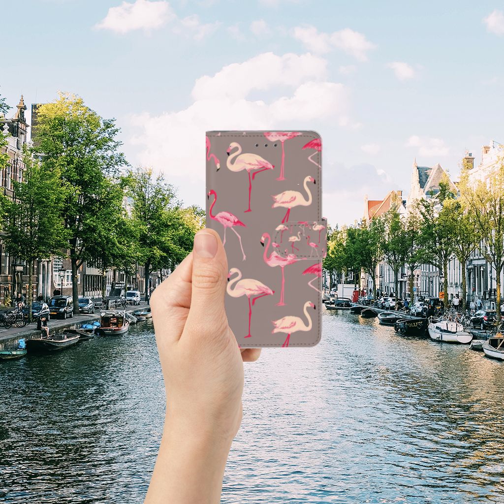 Samsung Galaxy J7 2016 Telefoonhoesje met Pasjes Flamingo