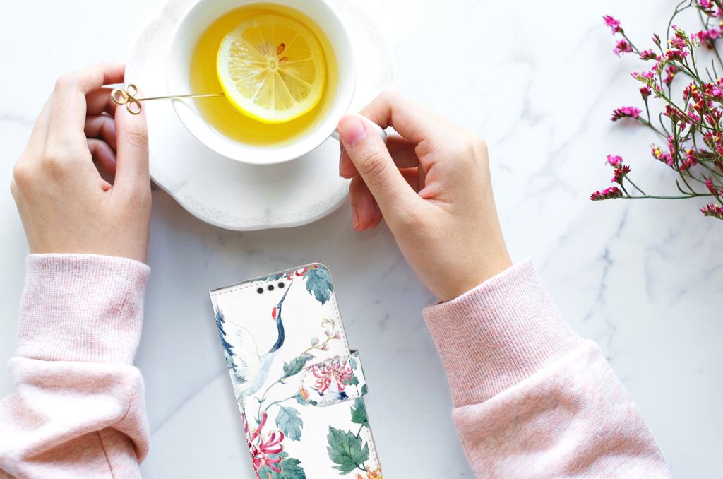 Microsoft Lumia 650 Telefoonhoesje met Pasjes Bird Flowers