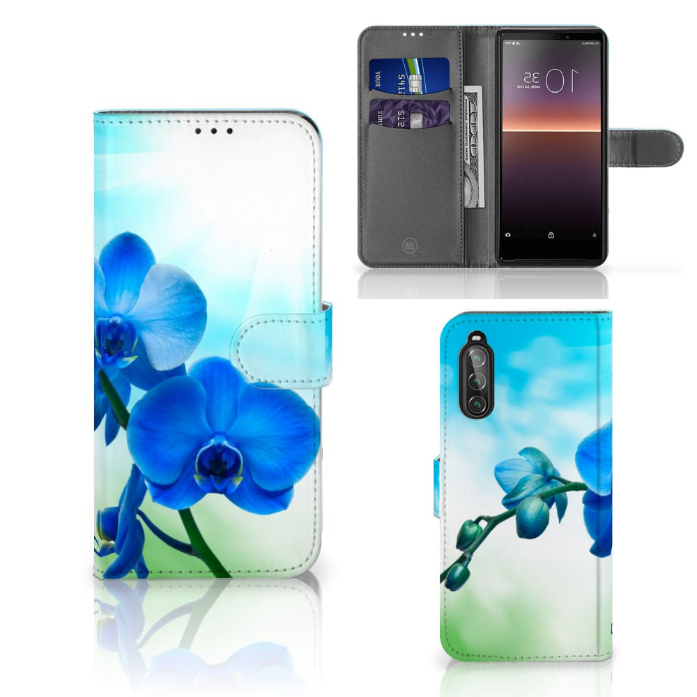 Sony Xperia 10 II Hoesje Orchidee Blauw - Cadeau voor je Moeder