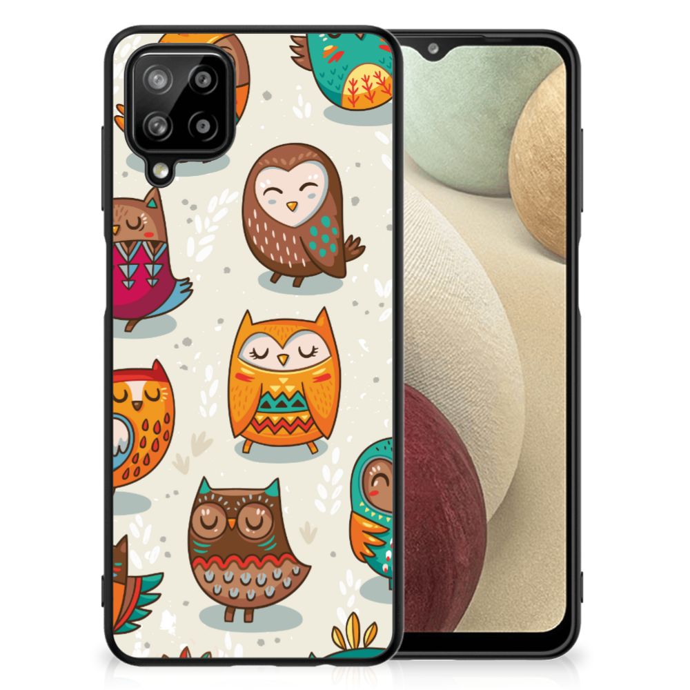 Samsung Galaxy A12 Dierenprint Telefoonhoesje Vrolijke Uilen