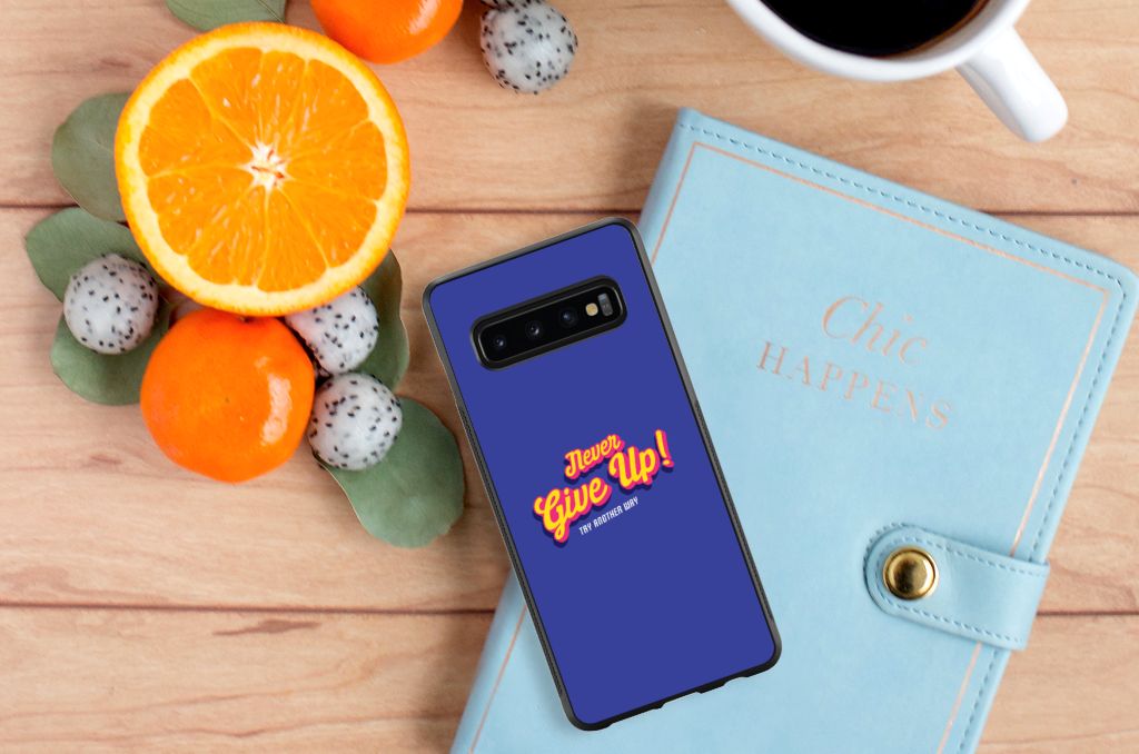 Samsung Galaxy S10+ Hoesje met Quotes Never Give Up B2C Telecom