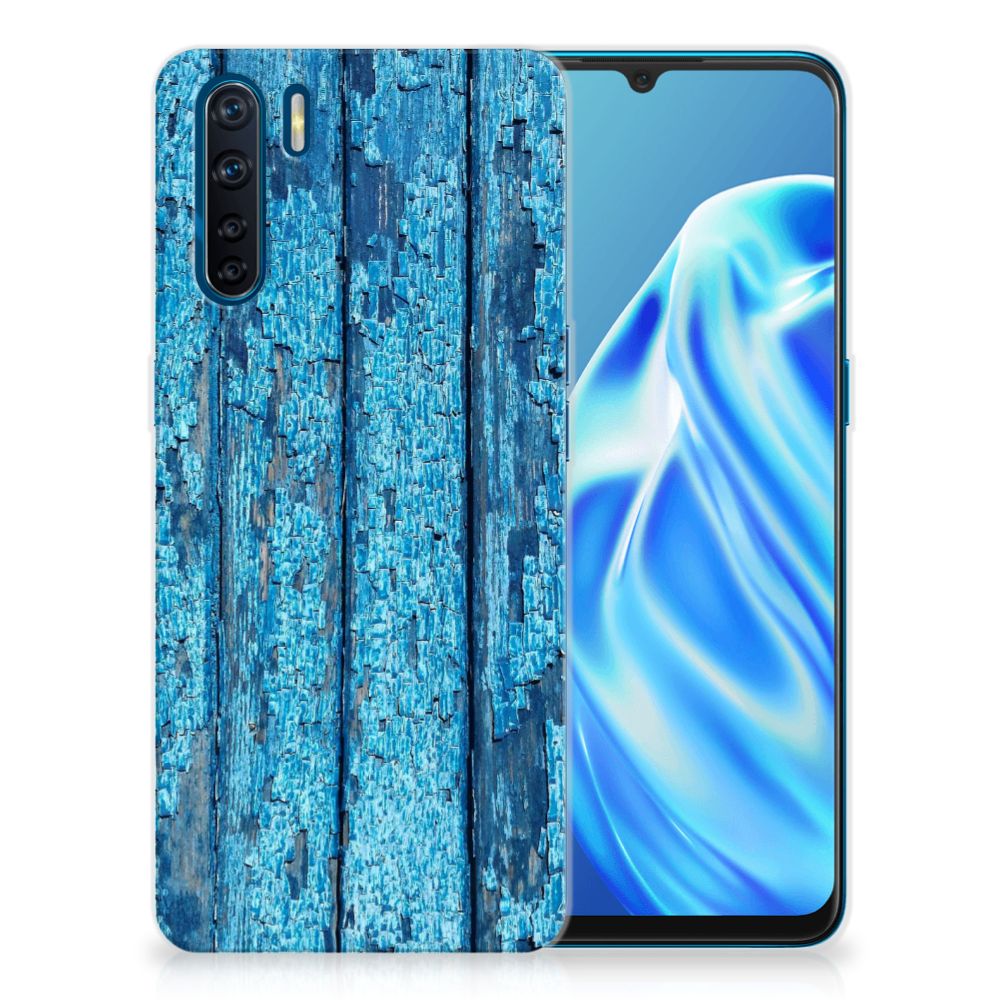 OPPO A91 Bumper Hoesje Wood Blue