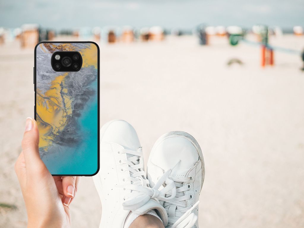 Xiaomi Poco X3 | X3 Pro Marmeren Print Telefoonhoesje Marble Blue Gold B2C Telecom