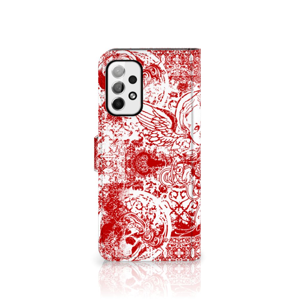 Telefoonhoesje met Naam Samsung Galaxy A73 5G Angel Skull Rood