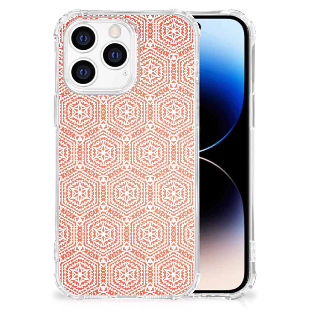 iPhone 14 Pro Doorzichtige Silicone Hoesje Pattern Orange B2C Telecom