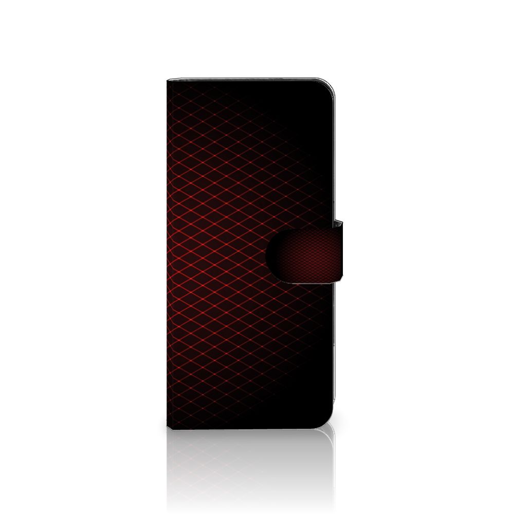 OPPO Reno8 T 4G Telefoon Hoesje Geruit Rood met een minimalistisch design en diamond patroon.