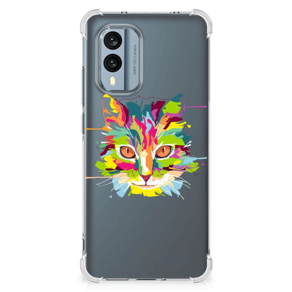 Nokia X30 Stevig Bumper Hoesje Cat Color