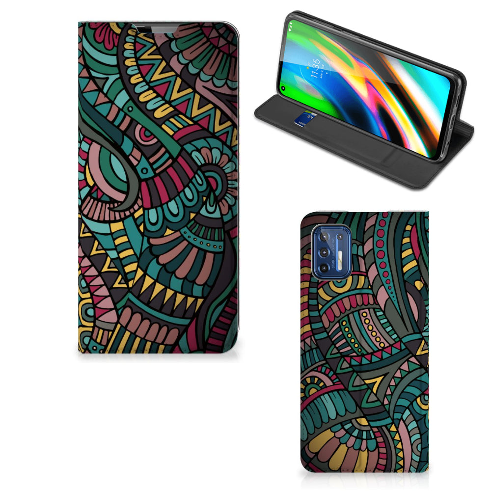 Motorola Moto G9 Plus Hoesje met Magneet Aztec
