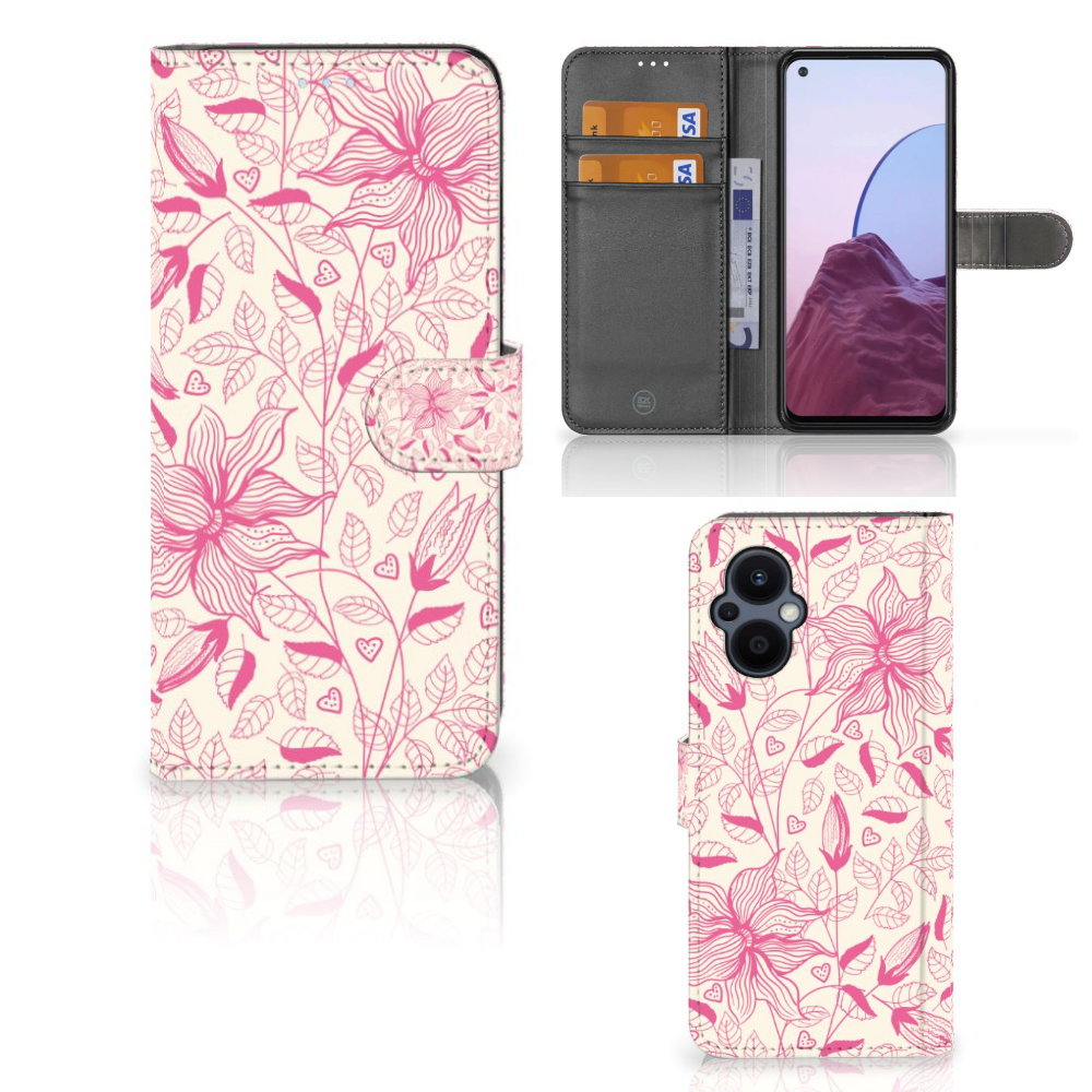 OPPO Reno 8 Lite | OnePlus Nord N20 Hoesje Pink Flowers