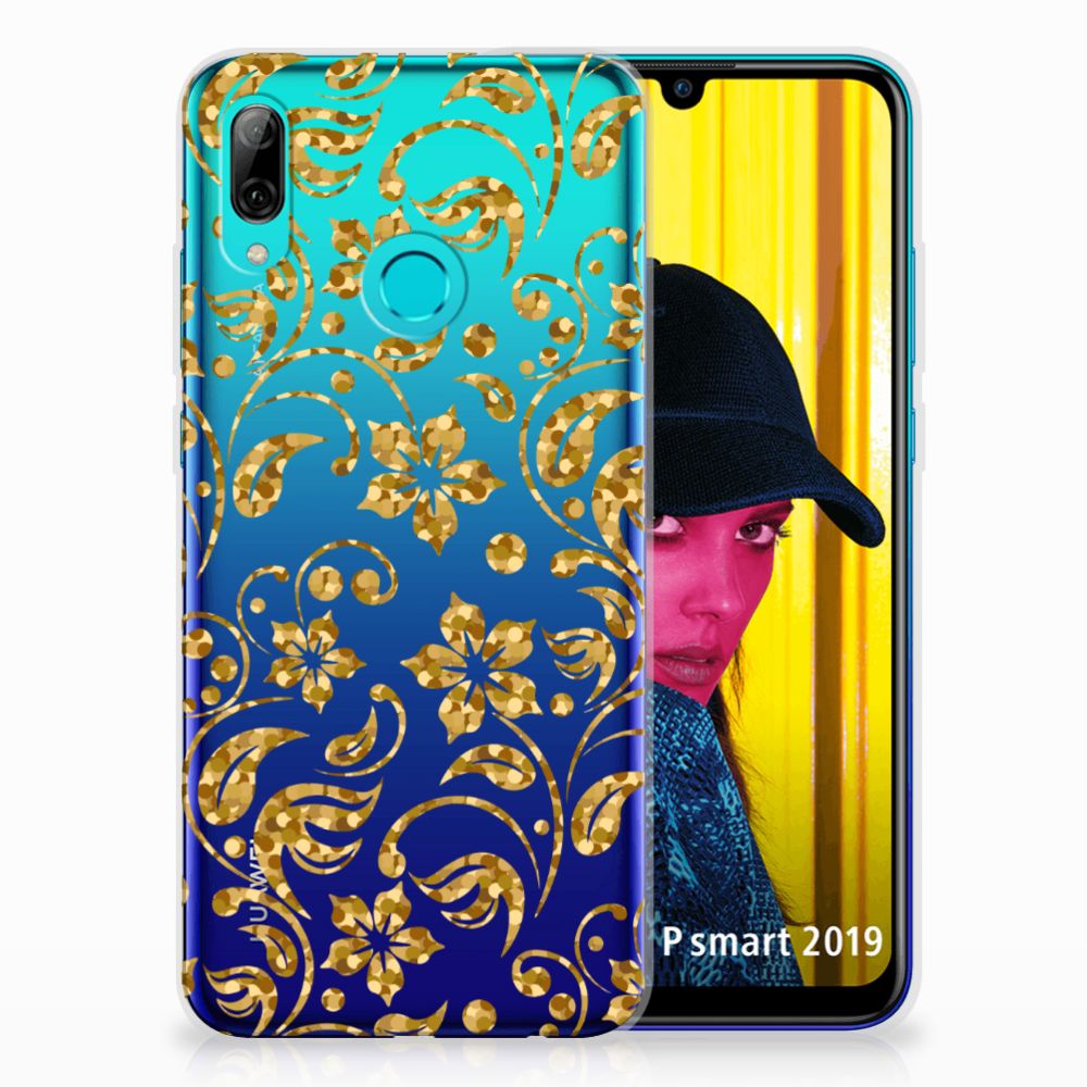 Huawei P Smart 2019 TPU Case Gouden Bloemen