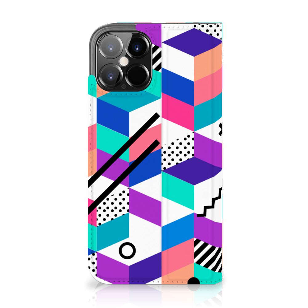 iPhone 12 Pro Max Stand Case Blokken Kleurrijk - B2C Telecom