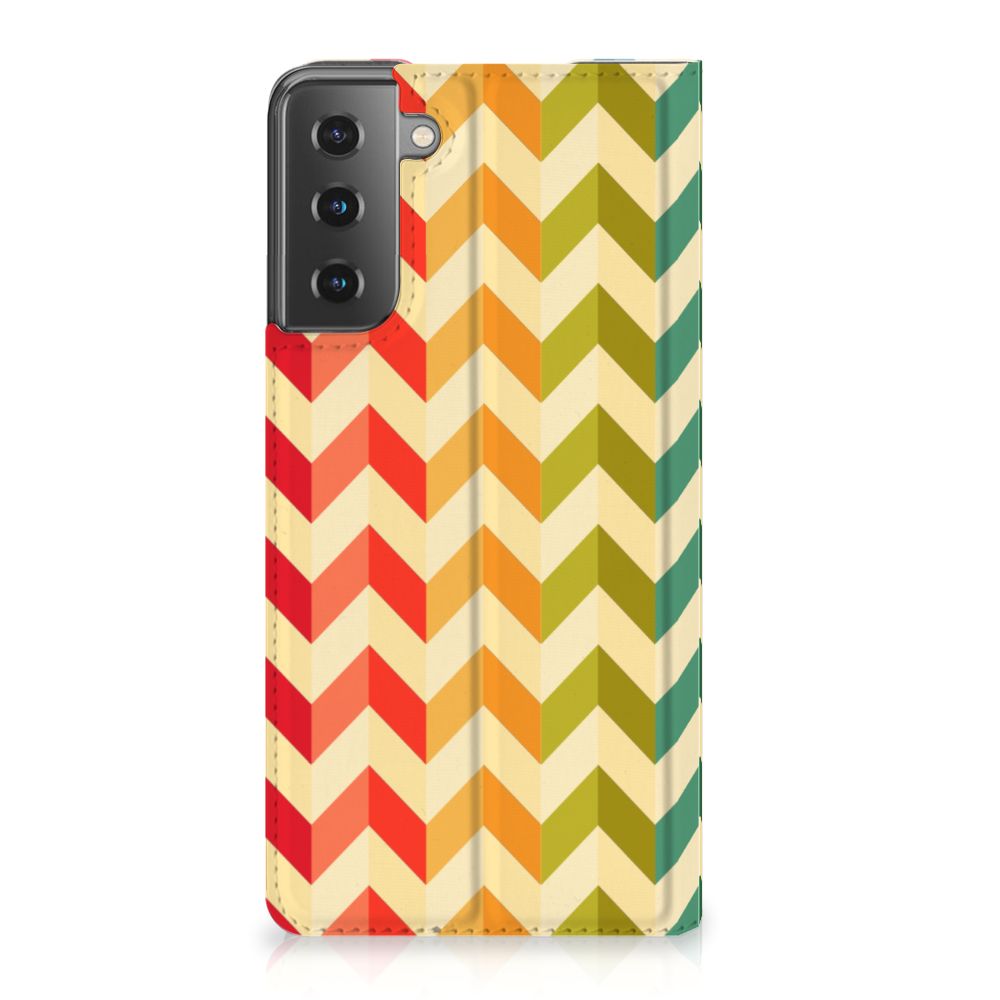 Samsung Galaxy S21 Plus Hoesje met Magneet Zigzag Multi Color - B2C Telecom