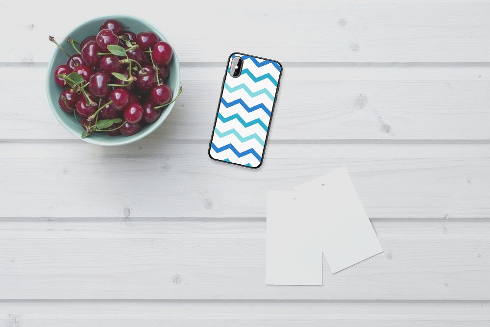 iPhone X | Xs Back Case Zigzag Blauw B2C Telecom