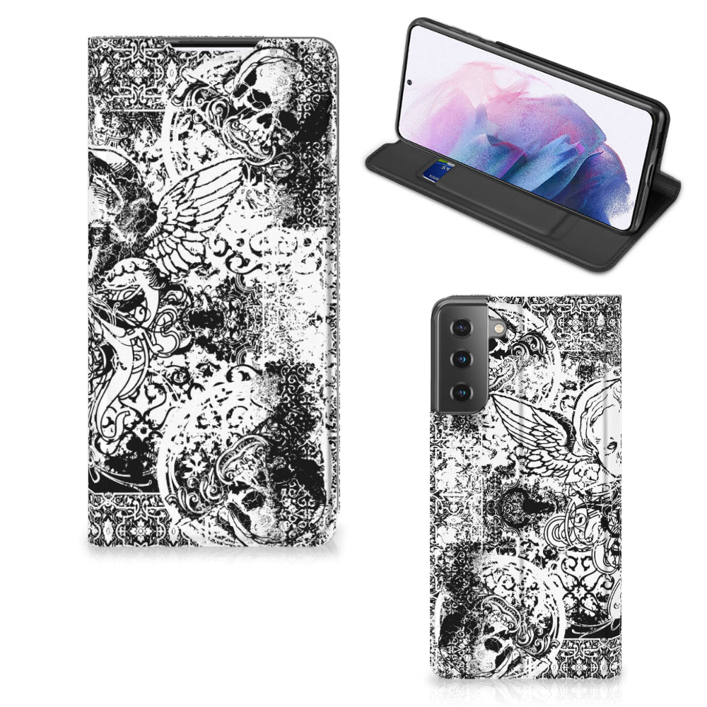 Mobiel BookCase Samsung Galaxy S21 Plus Skulls Angel