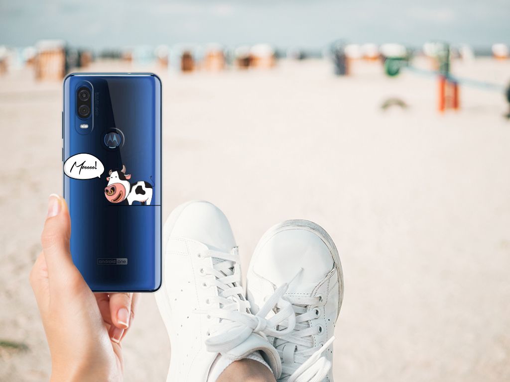 Motorola One Vision Telefoonhoesje met Naam Cow