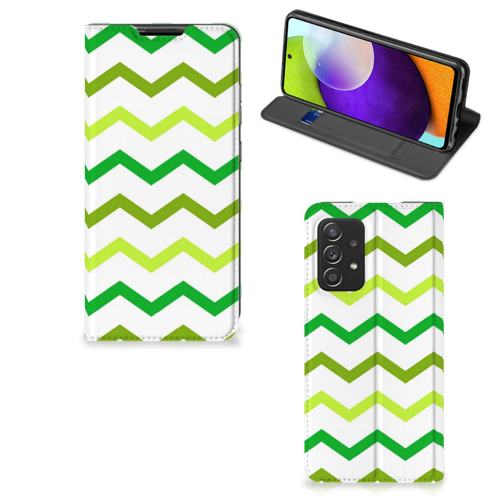 Samsung Galaxy A52 Hoesje met Magneet Zigzag Groen