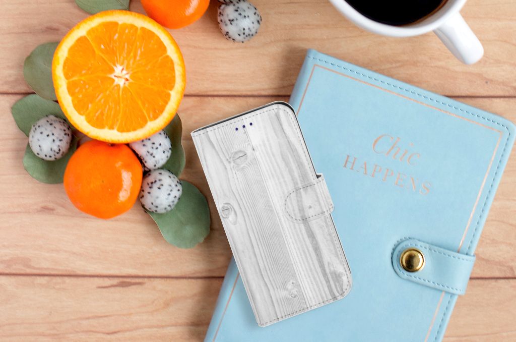 Samsung Galaxy S10e Book Style Case White Wood