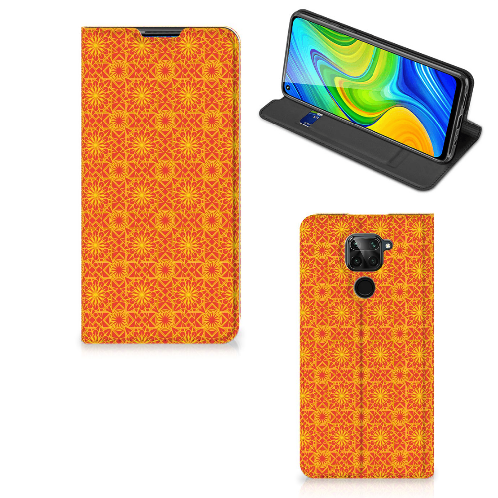 Xiaomi Redmi Note 9 Hoesje met Magneet Batik Oranje - B2C Telecom